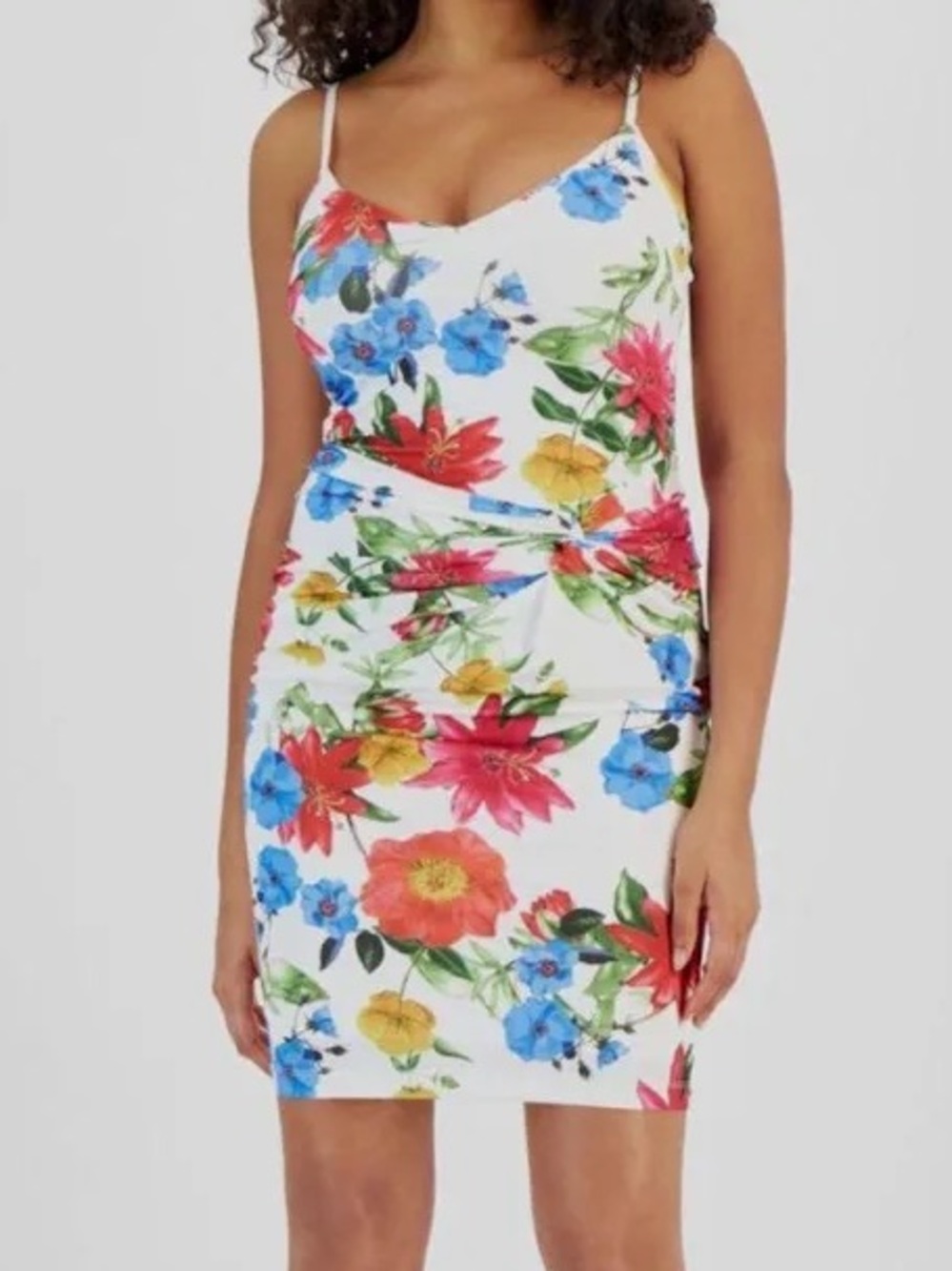 Guess Dreamy Fields Print Chiara Floral Twist-Front Sleeveless Dress